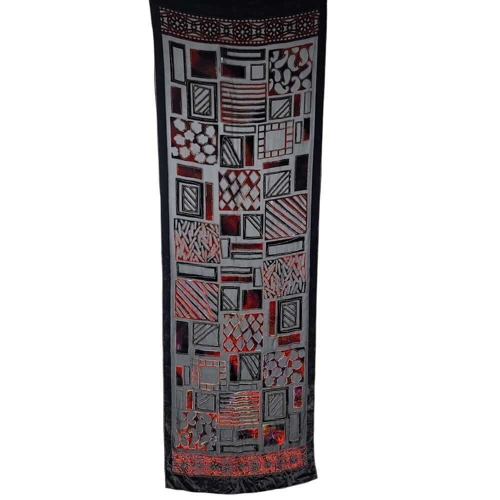 Vintage Chico's Silk Velvet Burnout Scarf Wrap Formal Dressy Artsy Art to Wear